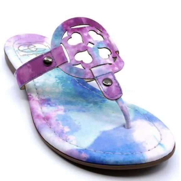 EVERGLADES Watercolor Tiedye Medallion Sandals NEW - Picture 2 of 9